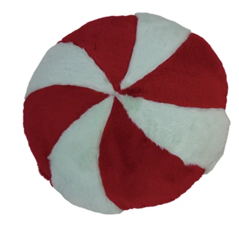 Faux Fur & Fabric Velvet Peppermint Shaped Pillow