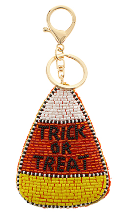 "Trick or Treat" Candy Corn Keychain
