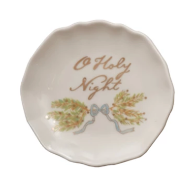 Stoneware Scalloped Plate with Gold Electroplating