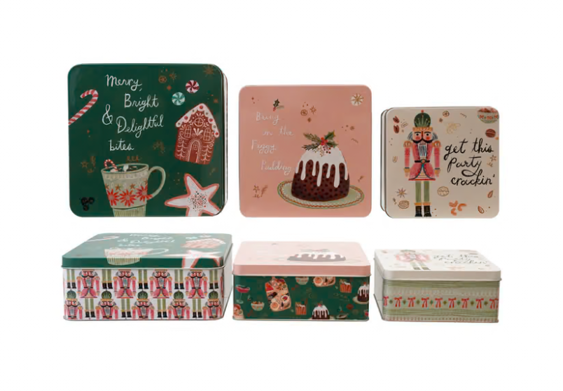 Embossed Tin with Lid & Holiday Treats