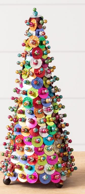 Festive Sequin Cone Trees