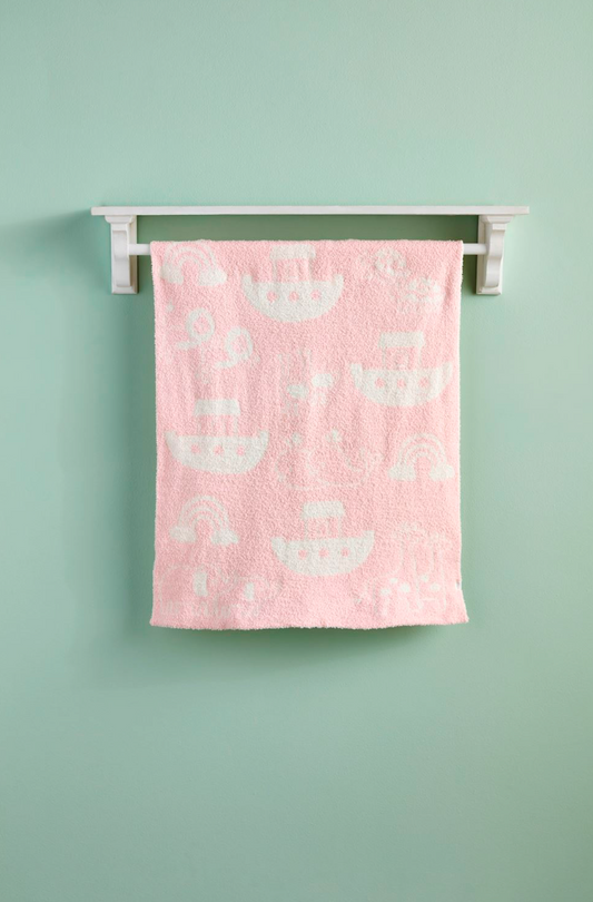 Pink Noah's Ark Chenille Blanket