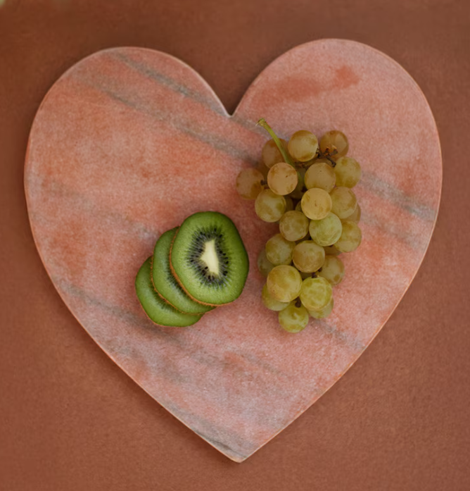 Pink Marble Heart Cheese Board