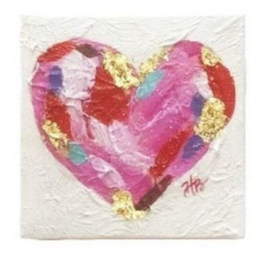 Handpainted Canvas Heart Table Sign with Gold Leafing