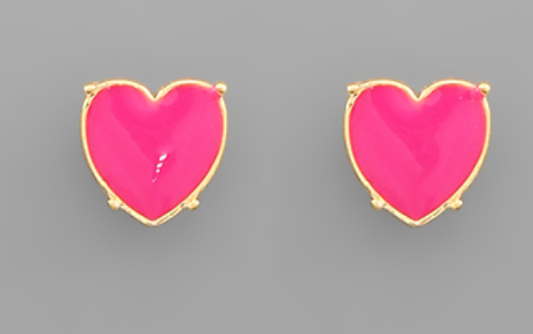 Color Coated Heart Studs