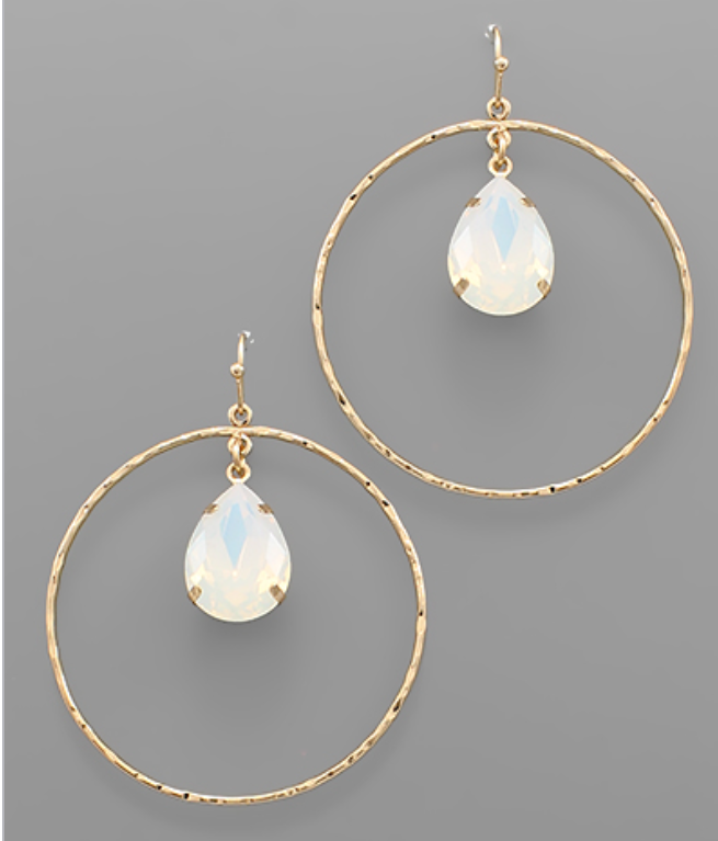 Teardrop Crystal & Circle Earrings