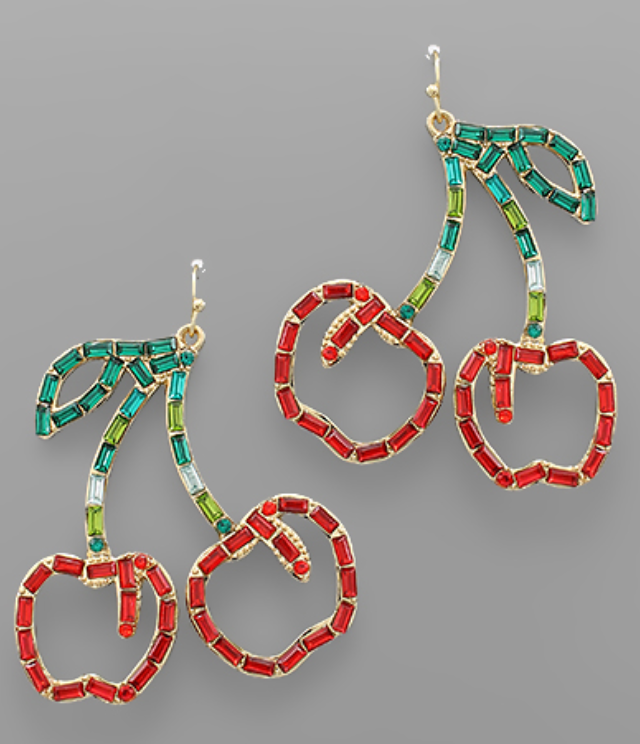 Bead Baguette Cherry Earrings