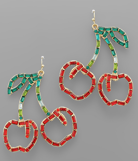 Bead Baguette Cherry Earrings