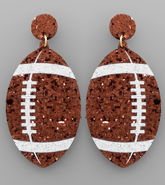 Glitter Football Leather Earrings