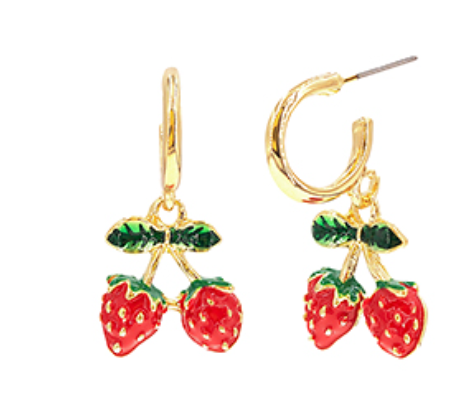 Strawberry Dangle Hoops