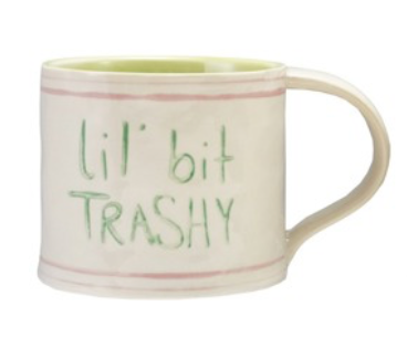 Hand-Painted Stoneware Mug w/ Written Saying