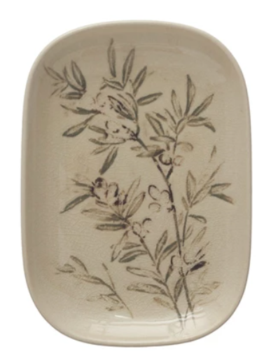Botanical Debossed Stoneware Dish