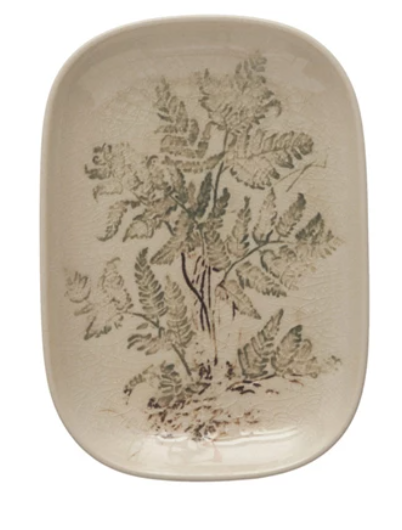 Botanical Debossed Stoneware Dish