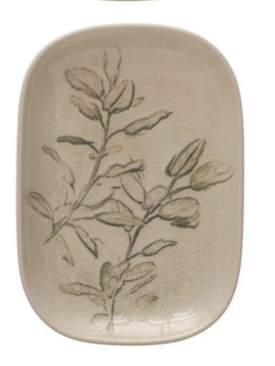Botanical Debossed Stoneware Dish