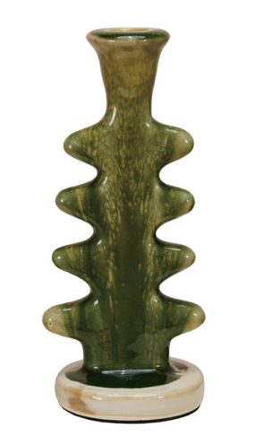 Reactive Glaze Terra-Cotta Formed Taper Holders