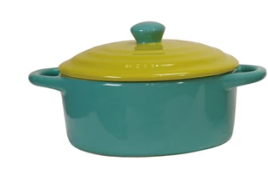 Stoneware Two-Tone Baker with Lid