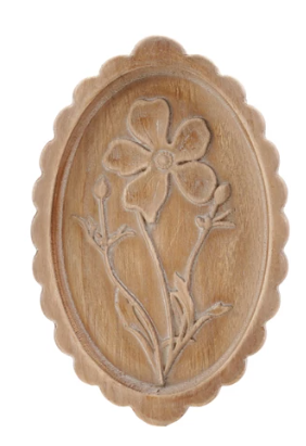 Wood Scalloped Wall Décor w/ Laser Etched Botanicals