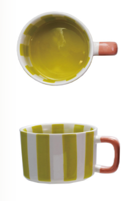 Hand-Painted Striped Stoneware Mug