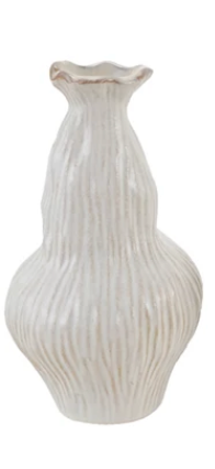 White Stoneware Organic Shaped Vase