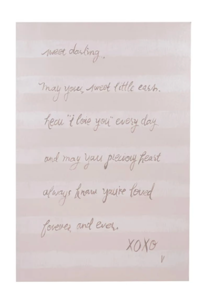 Hand-Written Letter Canvas Striped Wall Decor