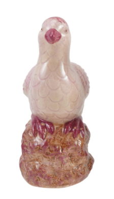 Hand-Painted Pink Stoneware Bird
