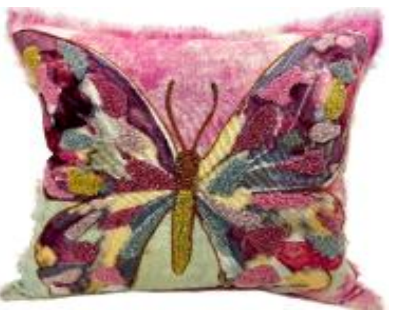 Butterfly Embroidered Pillow