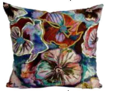 Multi Large Floral Embroidered Pillow