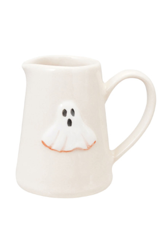Embossed Stoneware Creamer with Halloween Icon