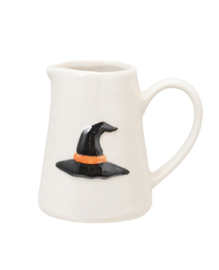 Embossed Stoneware Creamer with Halloween Icon