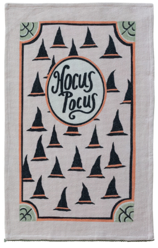 Cotton Waffle Tea Towel with Halloween Sayings