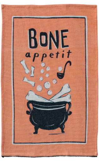 Cotton Waffle Tea Towel with Halloween Sayings