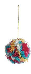Fabric Pom Pom Ornament with Tinsel