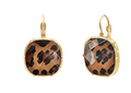 Leopard Faceted Stone Leverback Earrings