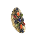 Beaded on Textured Metal Scarf Ring