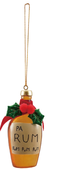 Resin Bottle Ornament with Holiday Cocktail Sayings