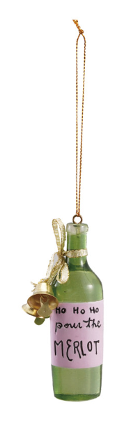 Resin Bottle Ornament with Holiday Cocktail Sayings