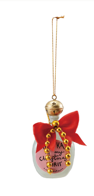 Resin Bottle Ornament with Holiday Cocktail Sayings