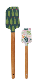 Silicone & Wood Spatulas w/ Holiday Pattern