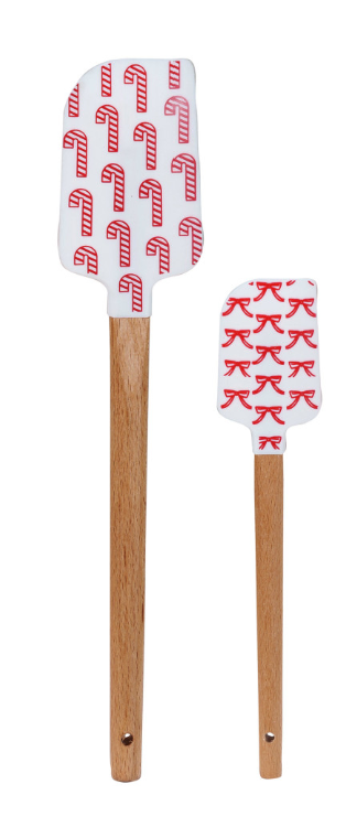 Silicone & Wood Spatulas w/ Holiday Pattern