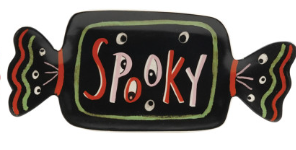 Stoneware Candy Shaped Platter with Halloween Saying