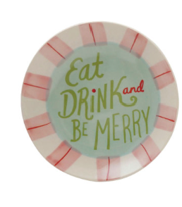Festive Stoneware Holiday Saying Dish