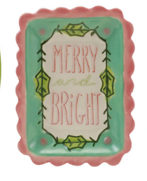 Festive Stoneware Holiday Saying Dish