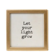 Gold Metal & Glass Framed Magnet with Saying