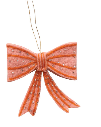 Wool Felt Bow Ornament with Embroidery, Sequins & Beads