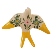 Hand-Painted Stoneware Bird Wall Decor