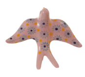 Hand-Painted Stoneware Bird Wall Decor