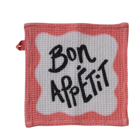 Cotton Waffle Weave Dish Cloth w/ Culinary Saying