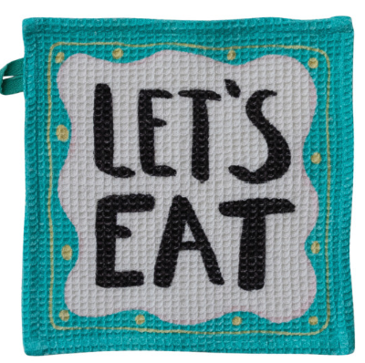 Cotton Waffle Weave Dish Cloth w/ Culinary Saying