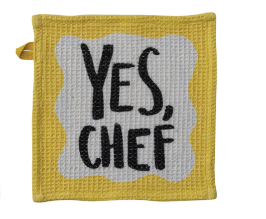 Cotton Waffle Weave Dish Cloth w/ Culinary Saying
