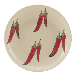 Round Hand-Painted Stoneware Plate
